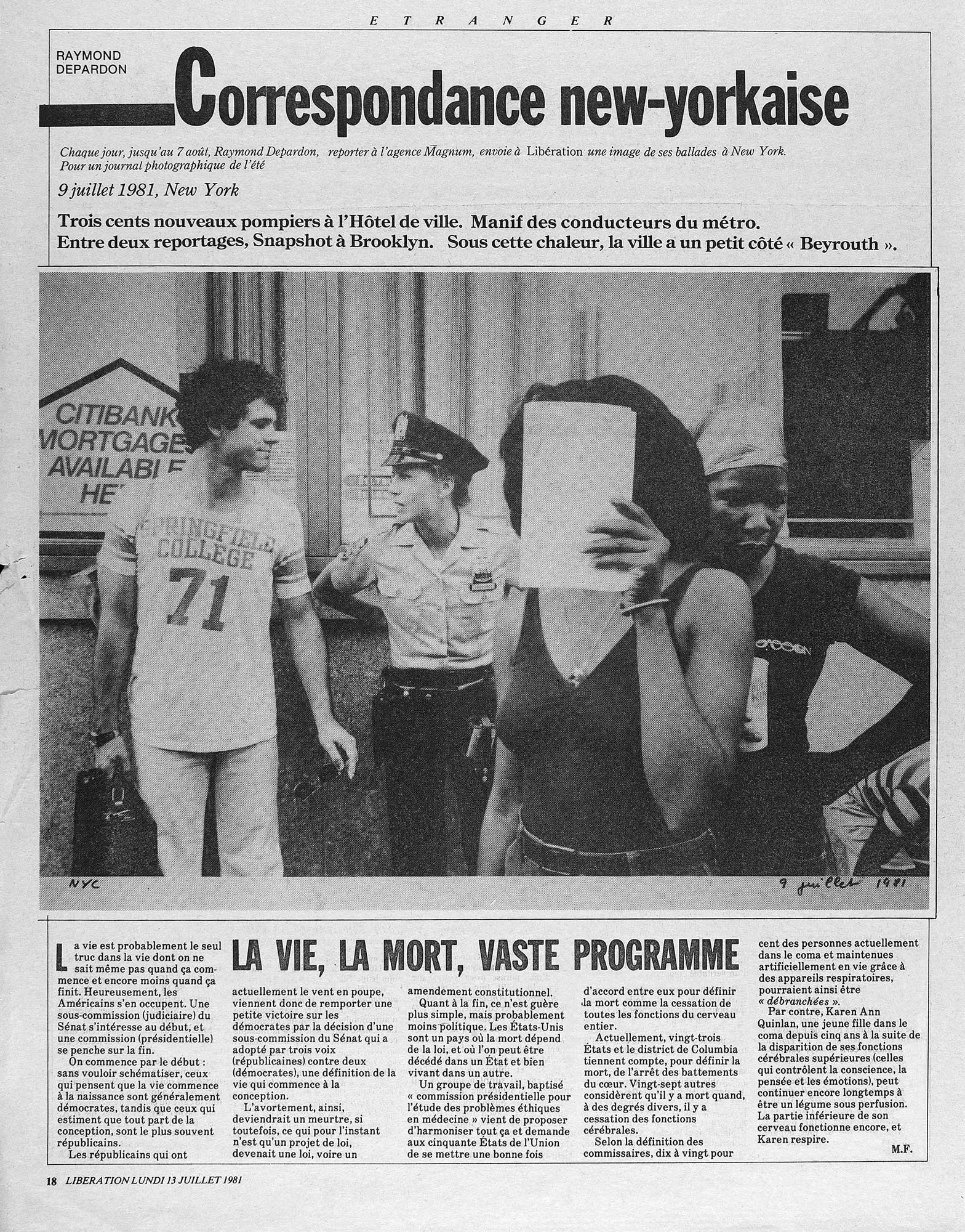 A photograph from Raymond Depardon's 1981 assignment