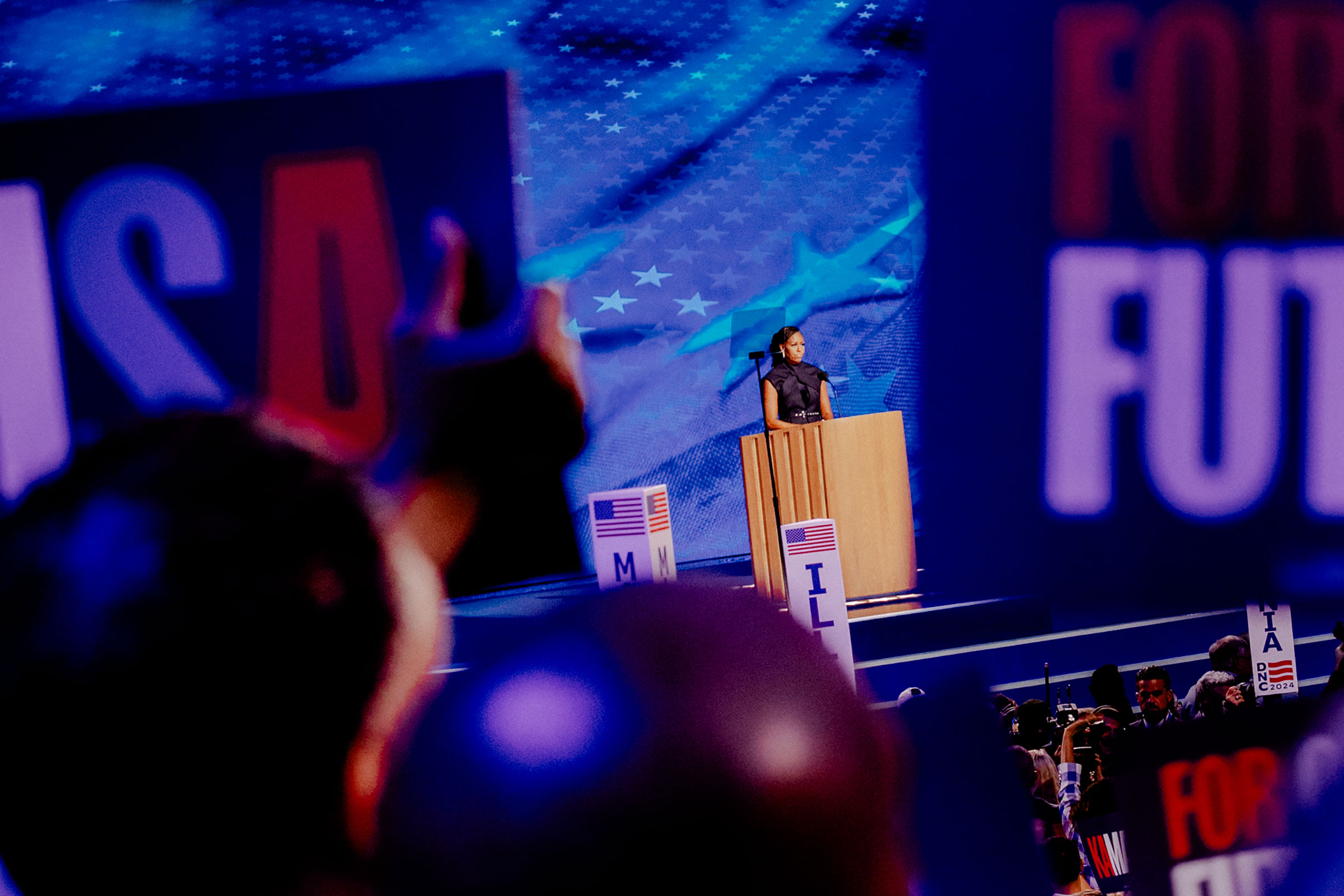 Day 2: Former first lady Michelle Obama speaks to the crowd, Aug. 20