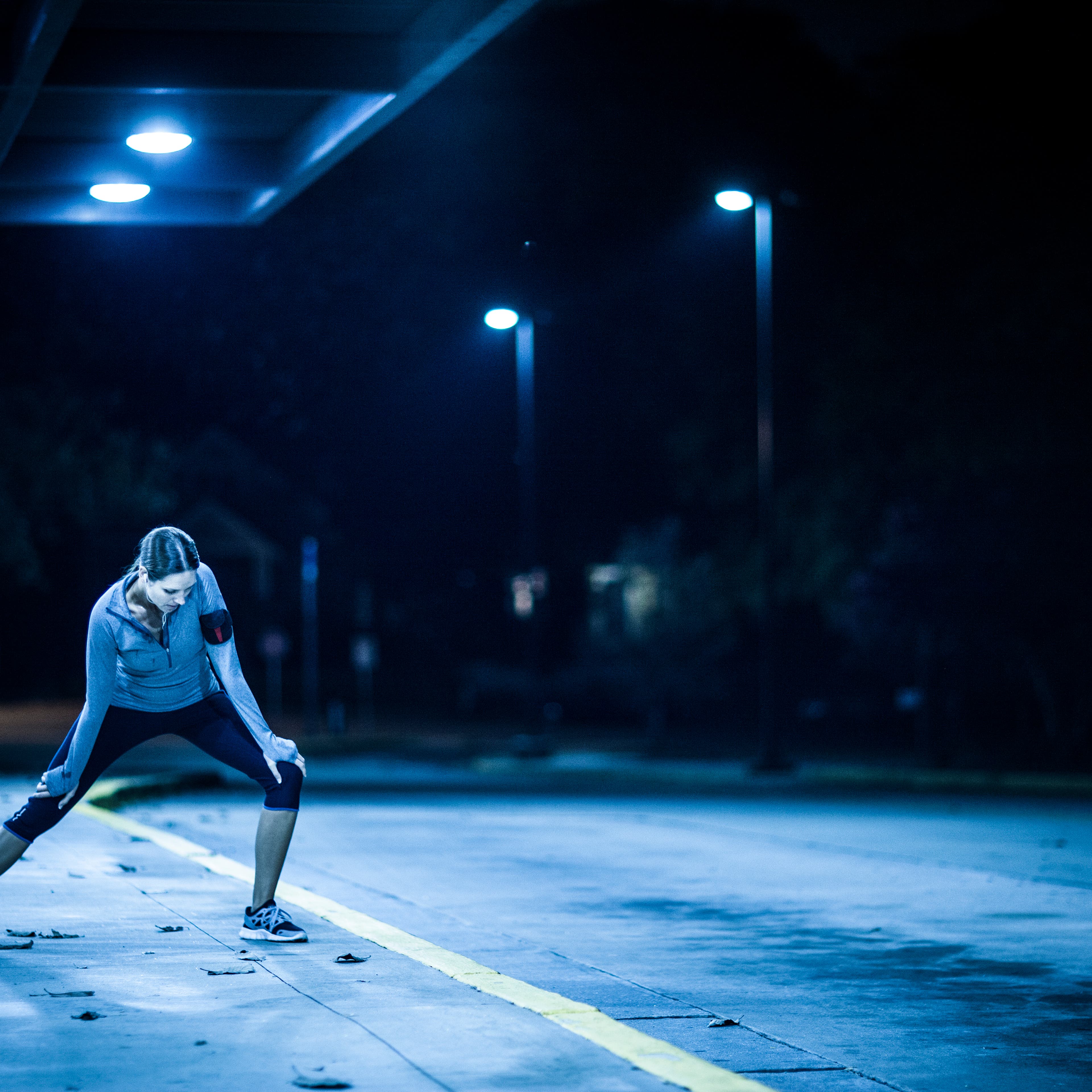 woman running at nighttime