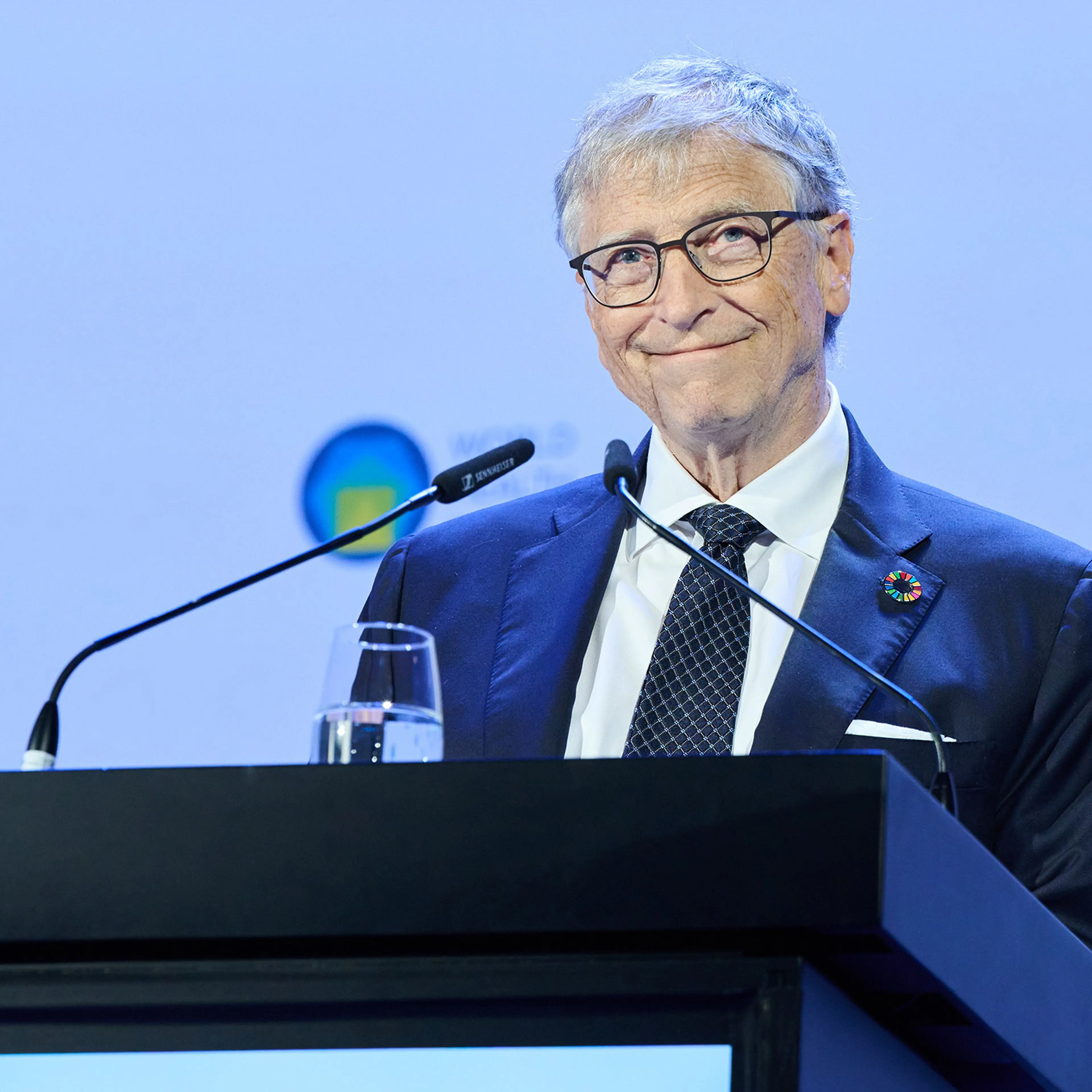 Bill Gates speaks at the "World Health Summit" conference in Berlin on Oct. 14, 2024.